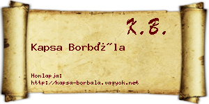 Kapsa Borbála névjegykártya